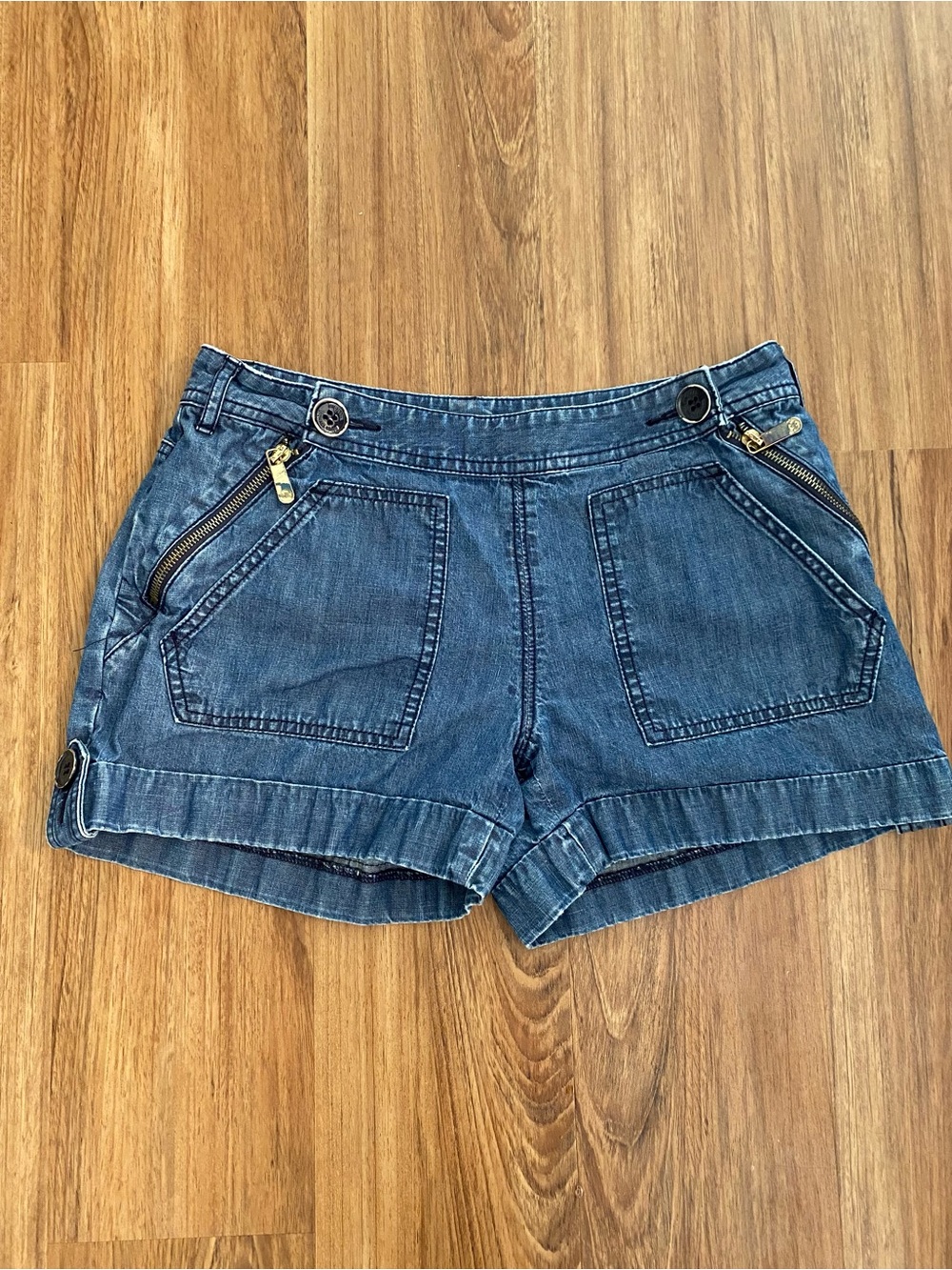 Michael Kors Dark Blue Denim Cargo-Style Shorts